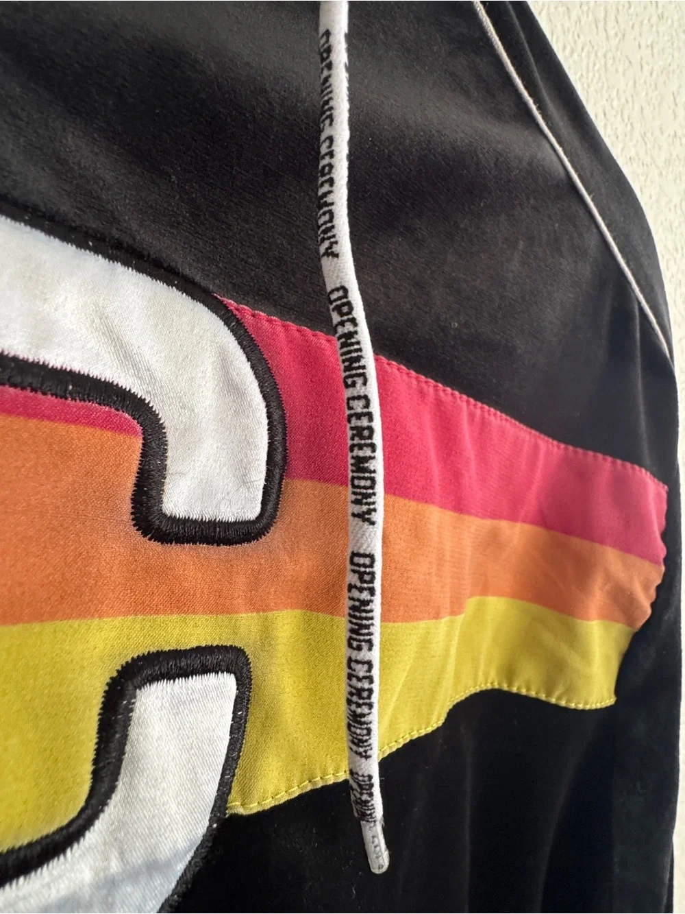 Opening Ceremony cropped, black, velour, long sleeve hooded top size extra small - Picture 4 of 10